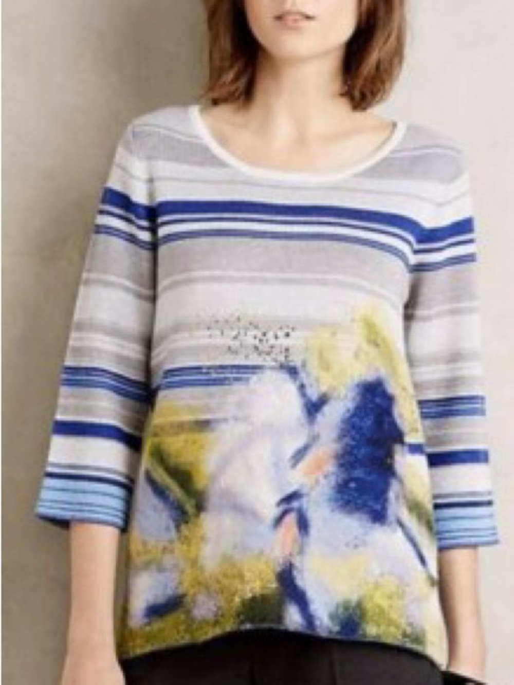 Anthropologie Troubadour Arty Felted Wool Stripe Sweater Size L